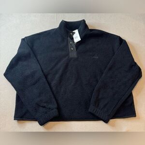 Adidas Polar Fleece Jacket Black 1/4 Snap Button Women’s Size Large NWT